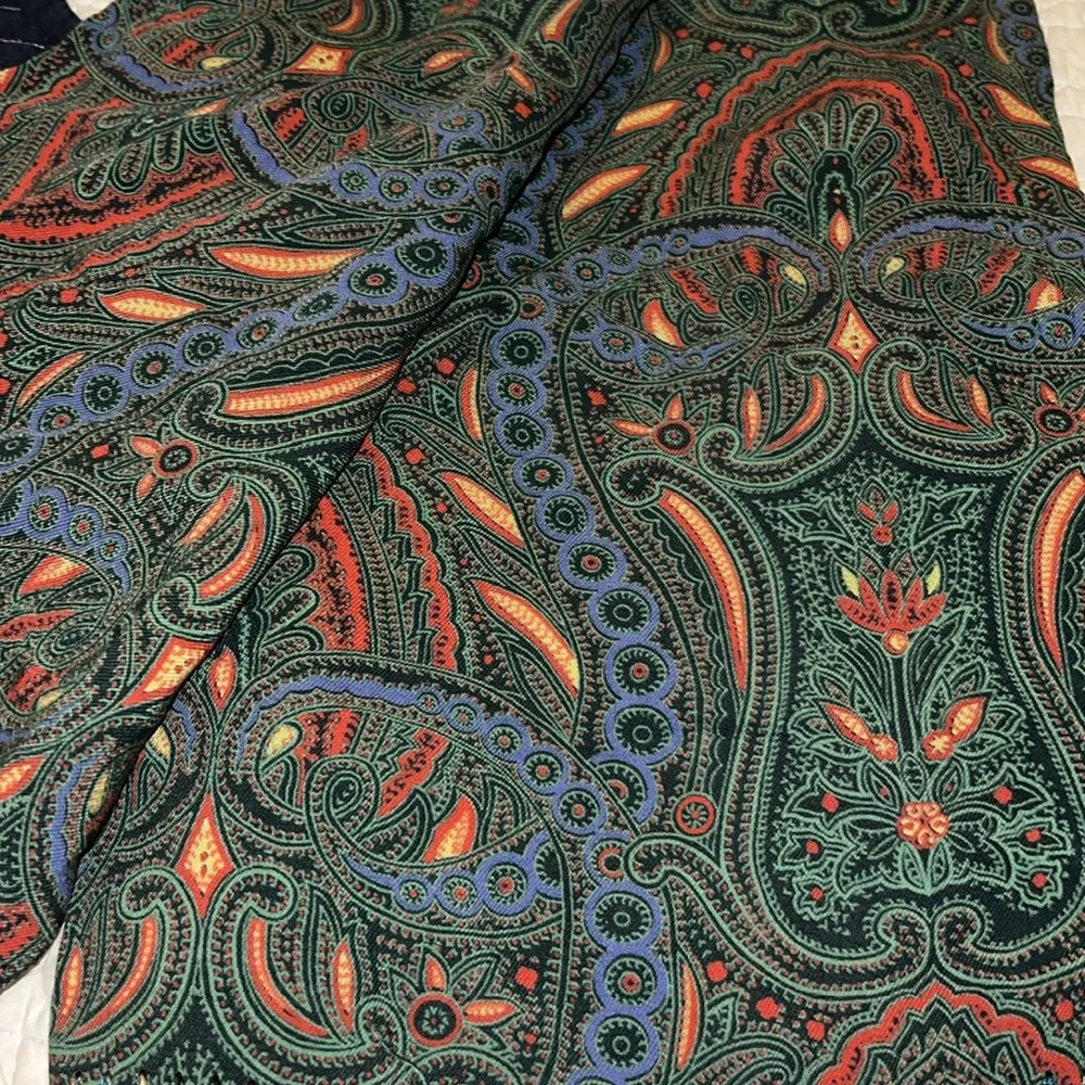 Vintage Currie Multicolor fringed Paisley Scarf opera men’s 40” x 10.5”